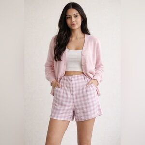 Pink and White Gingham Shorts